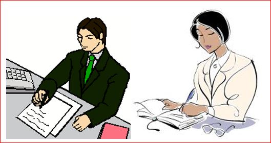 Man and woman writing