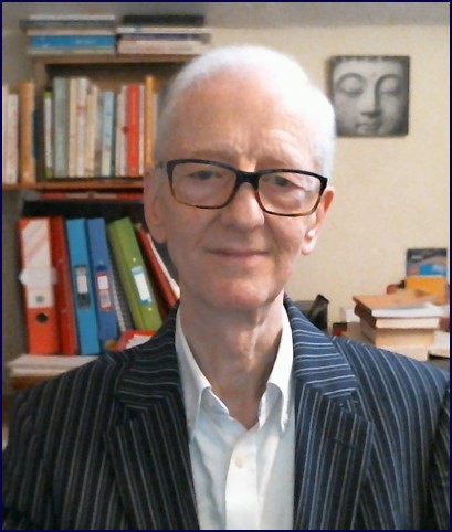 Dr Jim Byrne. Doctor of Counselling, Hebden Bridge adn Worldwide, in his home office