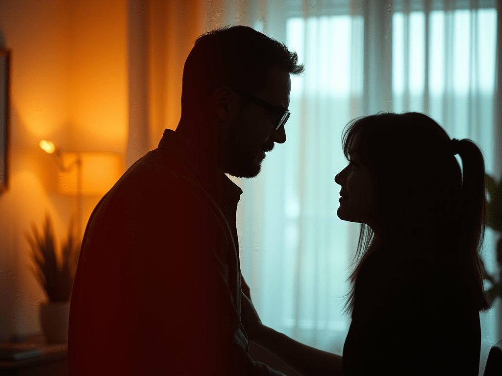 Counsellor and client in silhouette